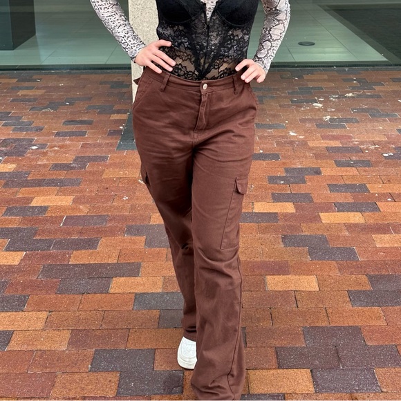 Primark Pants - Primark Denim Co Brown Cargo Style Straight Leg Pants